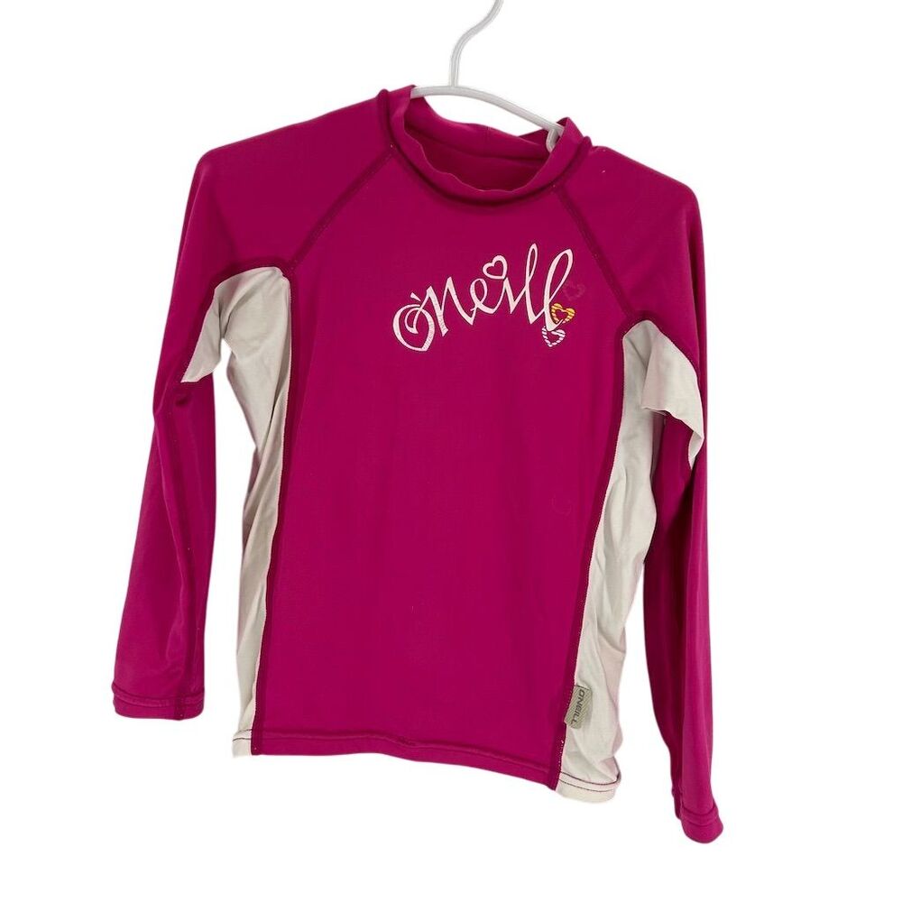 O'Neill Girls Pink Rash Guard Size 4 UPF 50+ Long Sleeve Swim Top